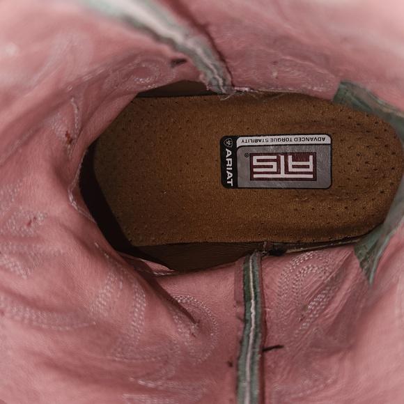 Ariat Women's Manzanita Pink Green Western Boots - Size 7.5 B - Picture 6 of 8